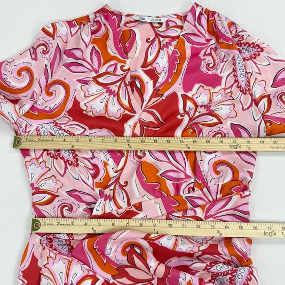 Zara Women's Carla Paisley Floral Wrap Dress Large Pink Bloggers Favorite - Picture 10 of 16